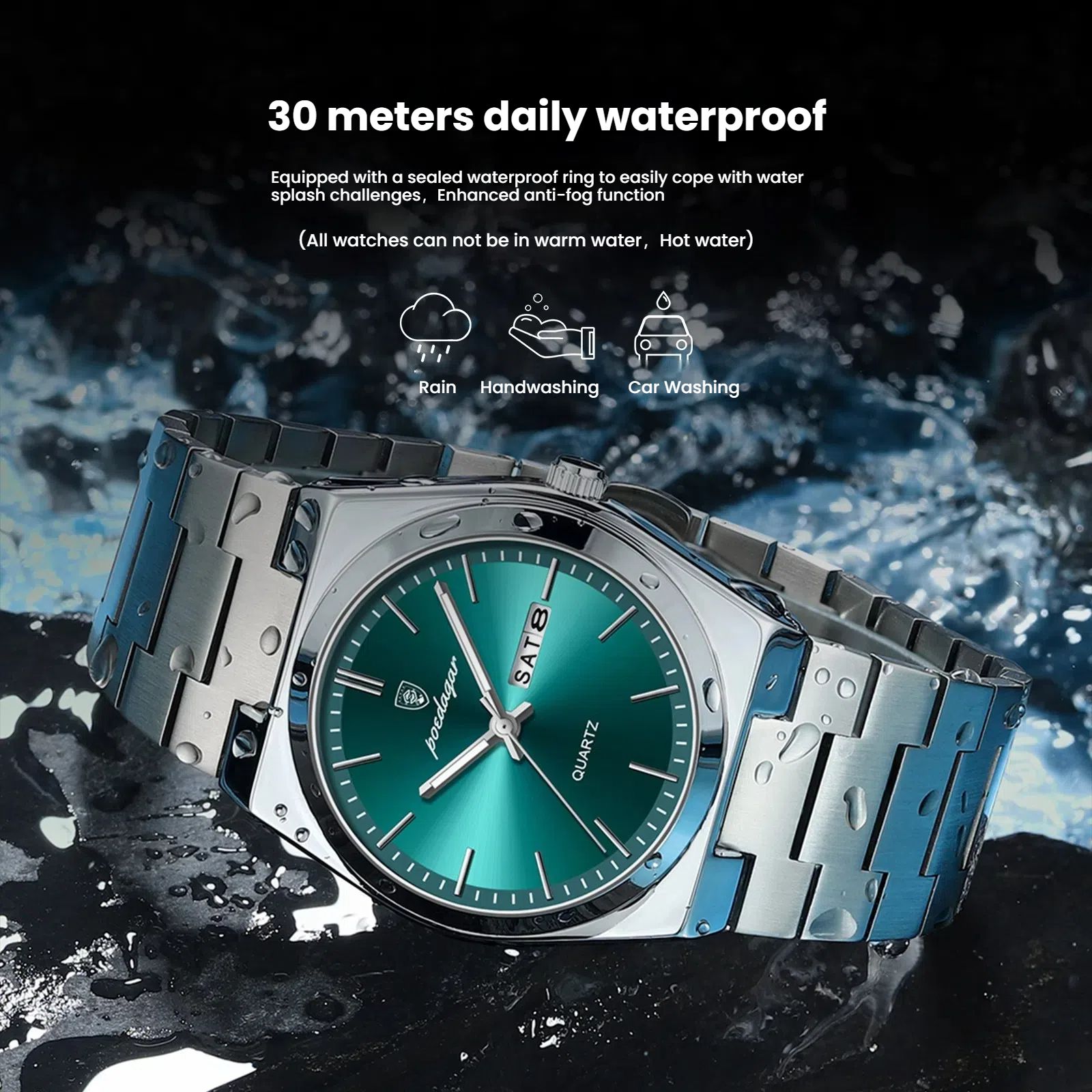POEDAGAR Official Certified Product 2025 New ultra-thin men's watch with water resistance and luminous quartz wristwatch