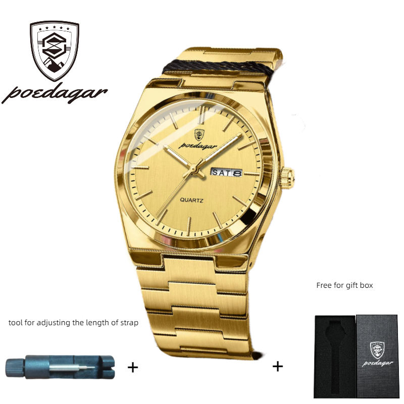 POEDAGAR Official Certified Product 2025 New ultra-thin men's watch with water resistance and luminous quartz wristwatch