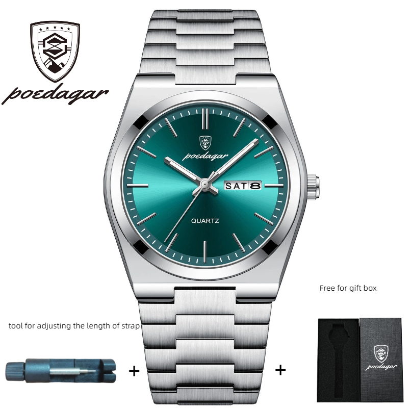 POEDAGAR Official Certified Product 2025 New ultra-thin men's watch with water resistance and luminous quartz wristwatch