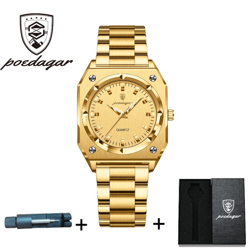 POEDAGAR Official Certified Product 2025 New Girl's/Women’s waterproof  lumious quartz steel strap wristwatch
