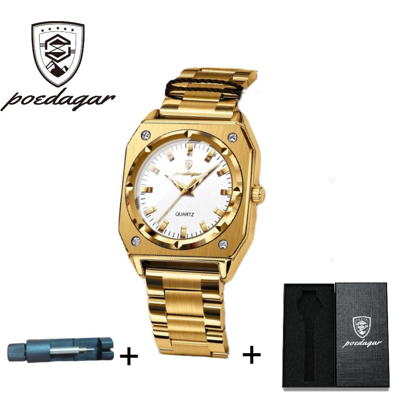 POEDAGAR Official Certified Product 2025 New Girl's/Women’s waterproof  lumious quartz steel strap wristwatch