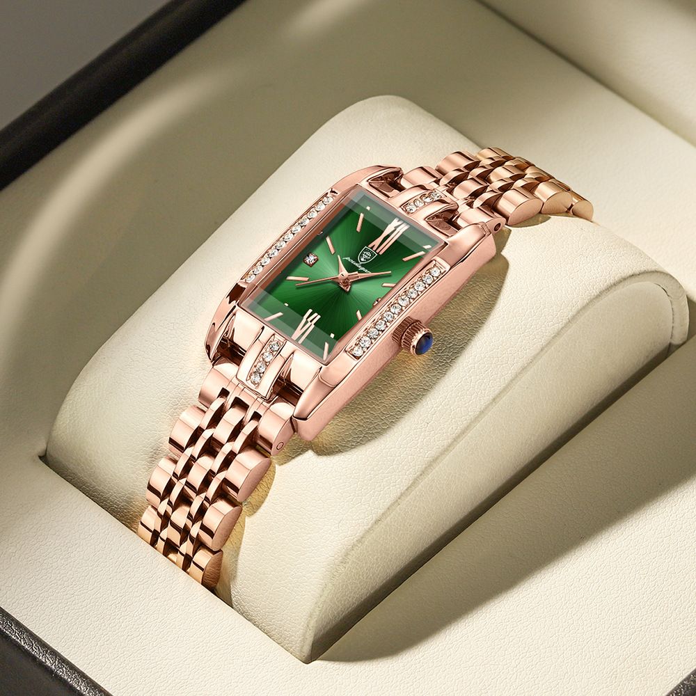 POEDAGAR Official Certified Product 2025 New Girl's/Women’s waterproof  peacock green quartz steel strap wristwatch