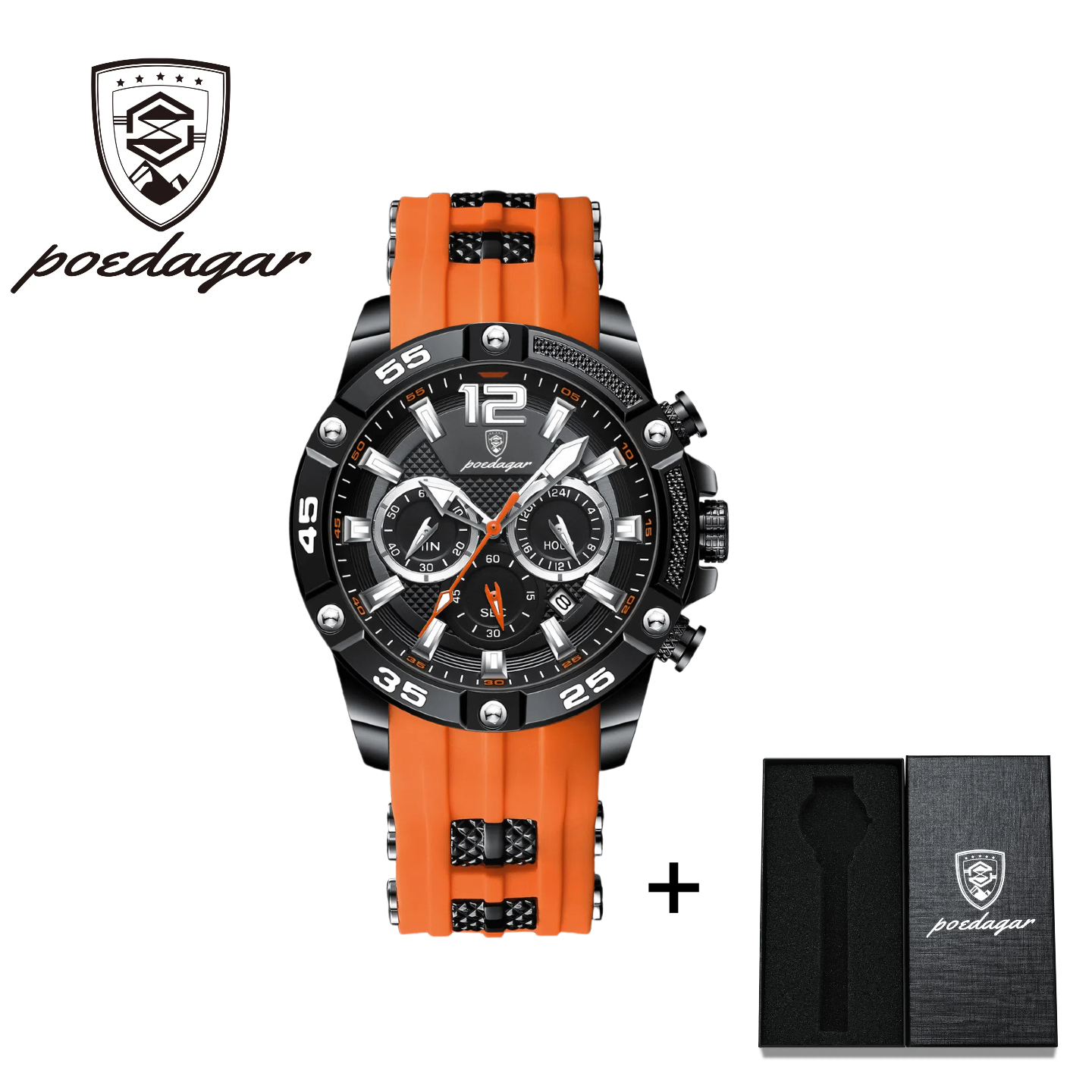 POEDAGAR Official Certified Product 2025 New men's waterproof luminous calendar quartz liquid silicone belt wristwatch