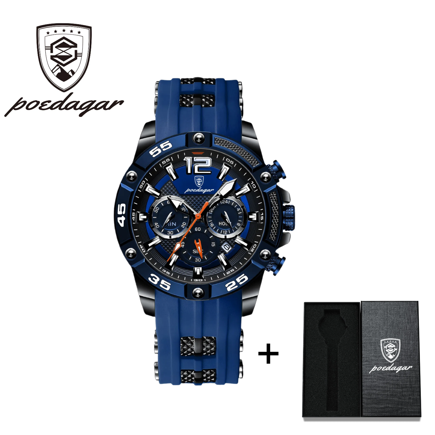 POEDAGAR Official Certified Product 2025 New men's waterproof luminous calendar quartz liquid silicone belt wristwatch