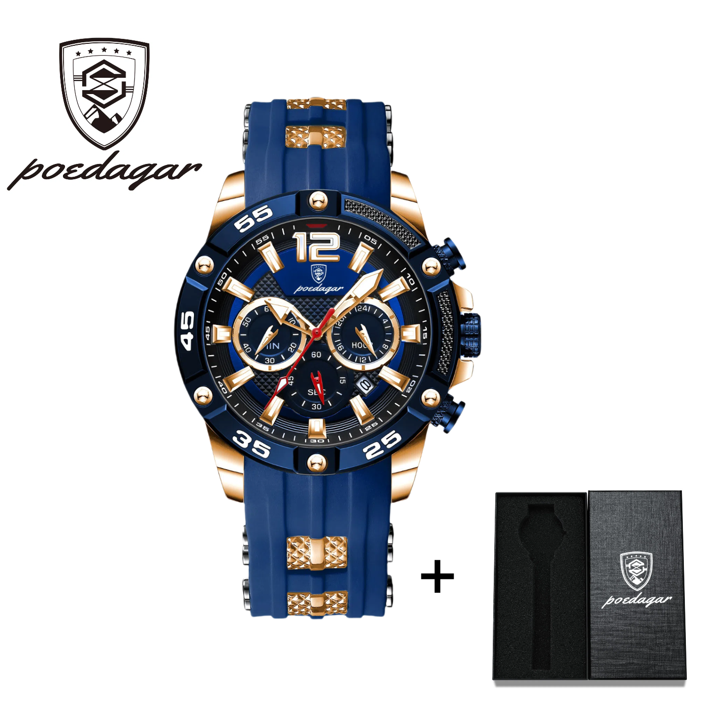 POEDAGAR Official Certified Product 2025 New men's waterproof luminous calendar quartz liquid silicone belt wristwatch