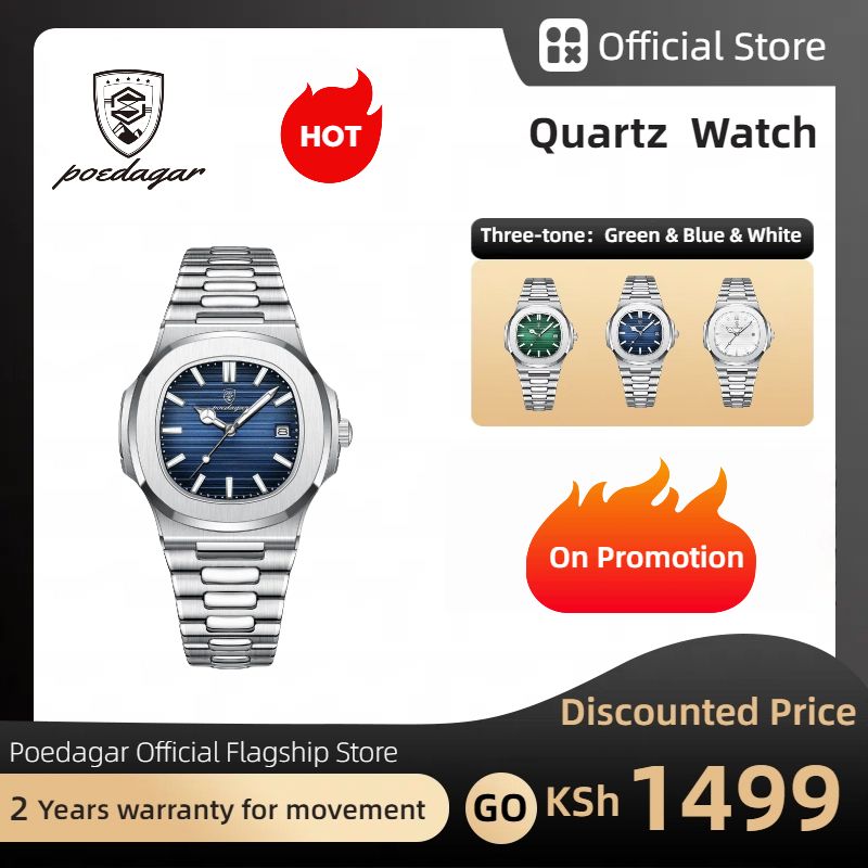 POEDAGAR Official Certified Product 2025 New waterproof ultra-thin men's night vision watch calendar quartz watch