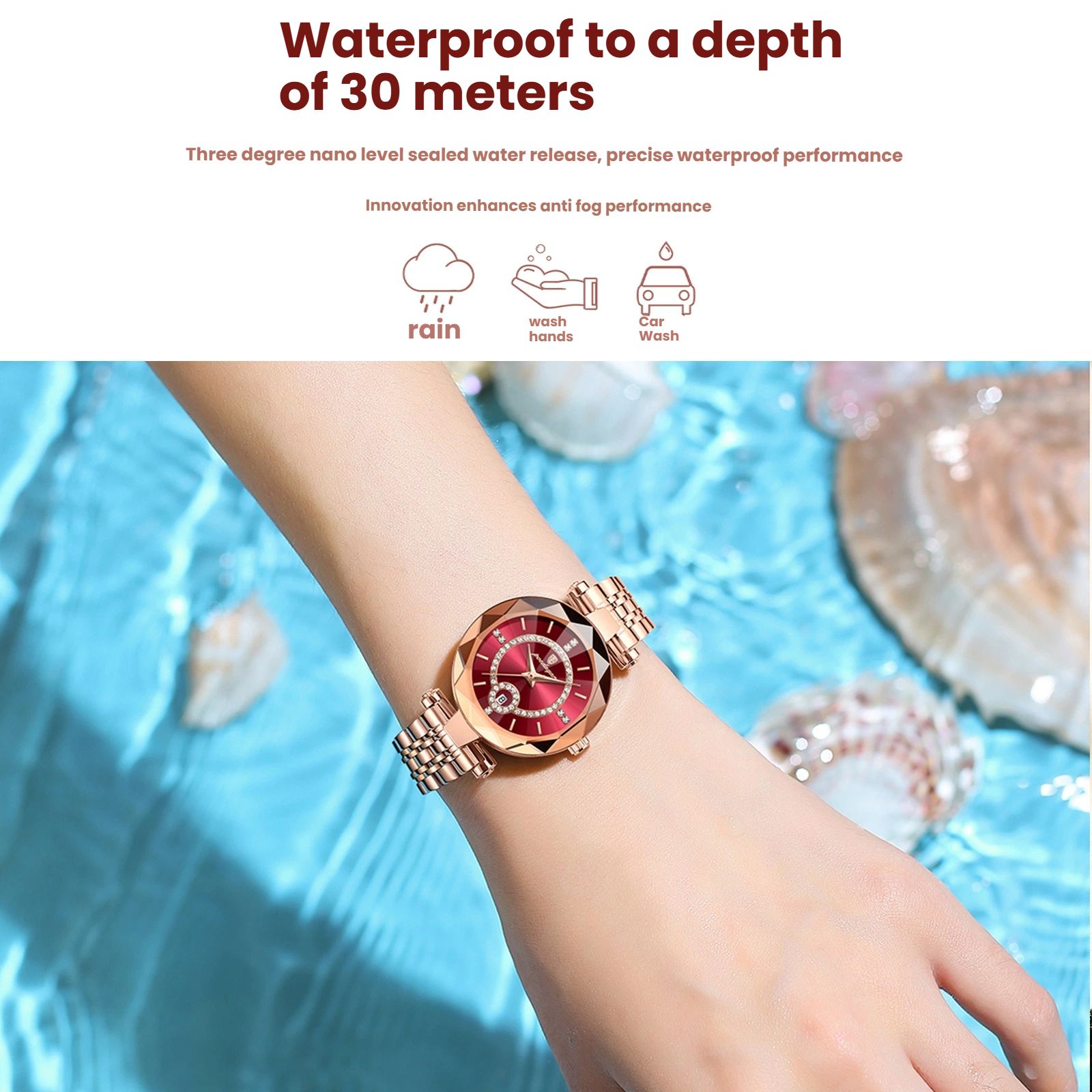 POEDAGAR Official Certified Product 2025 New Girl's/Women’s waterproof  calendar quartz steel strap wristwatch