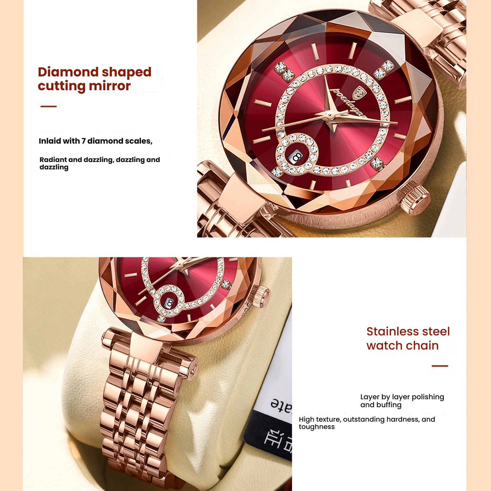 POEDAGAR Official Certified Product 2025 New Girl's/Women’s waterproof  calendar quartz steel strap wristwatch
