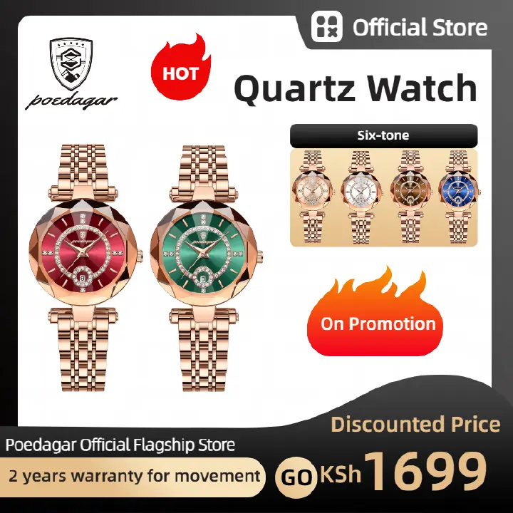 POEDAGAR Official Certified Product 2025 New Girl's/Women’s waterproof  calendar quartz steel strap wristwatch