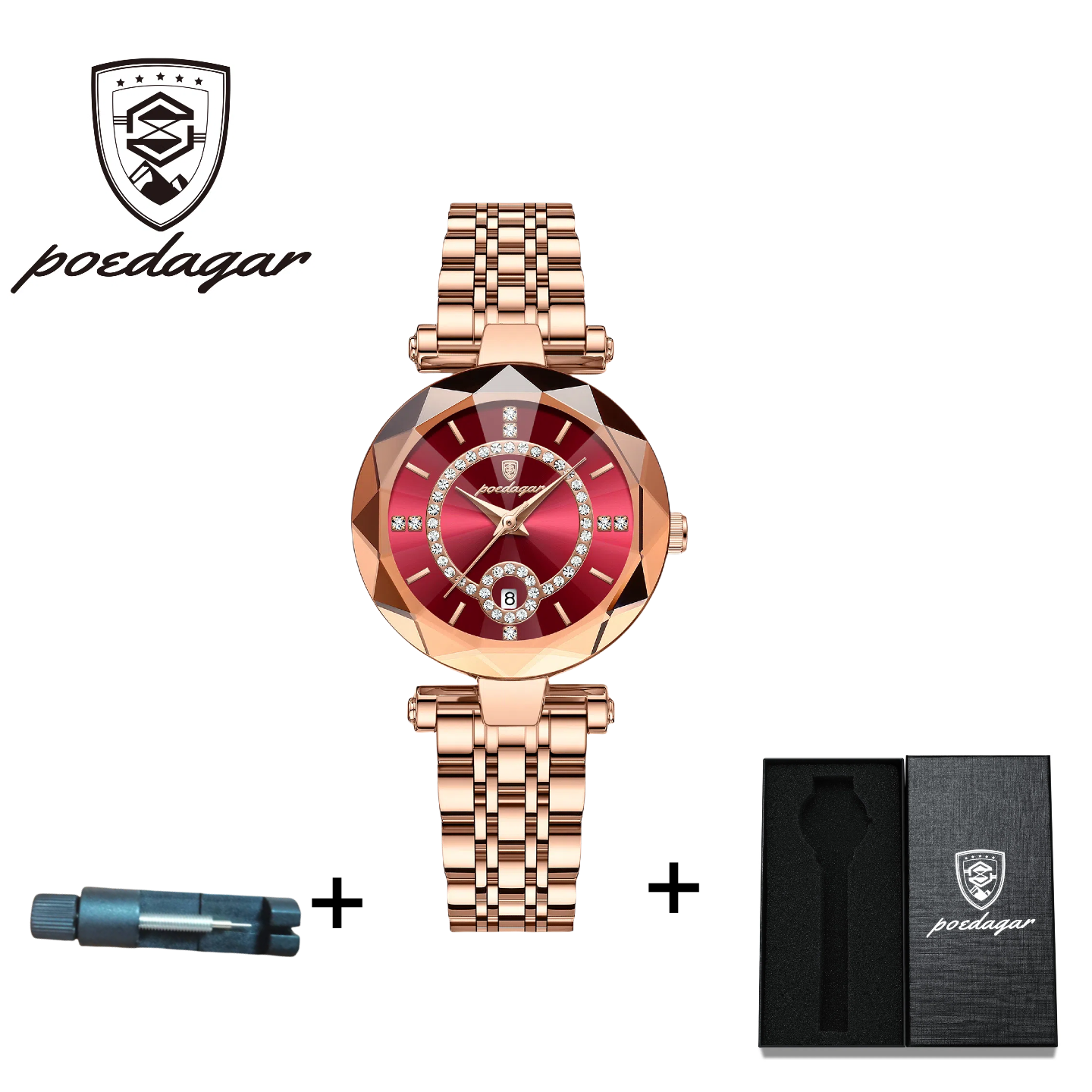 POEDAGAR Official Certified Product 2025 New Girl's/Women’s waterproof  calendar quartz steel strap wristwatch