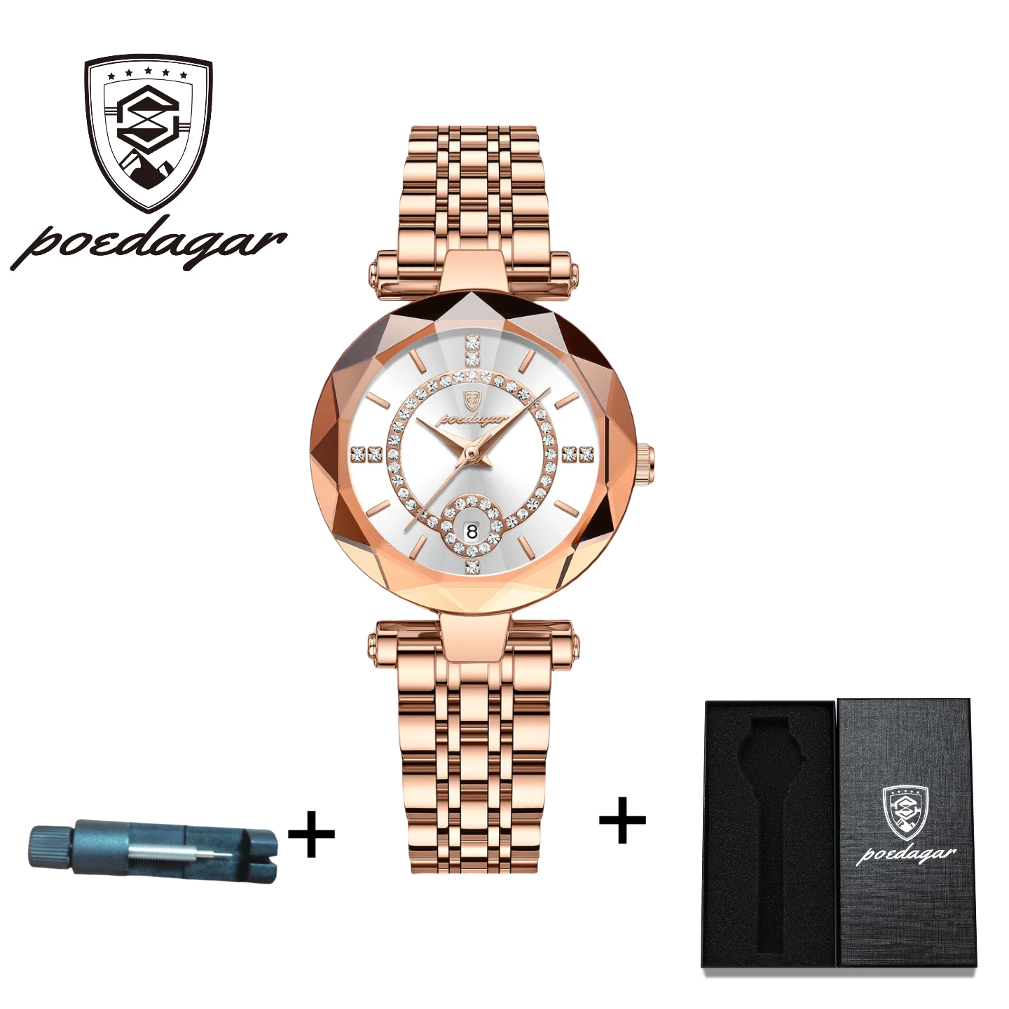 POEDAGAR Official Certified Product 2025 New Girl's/Women’s waterproof  calendar quartz steel strap wristwatch