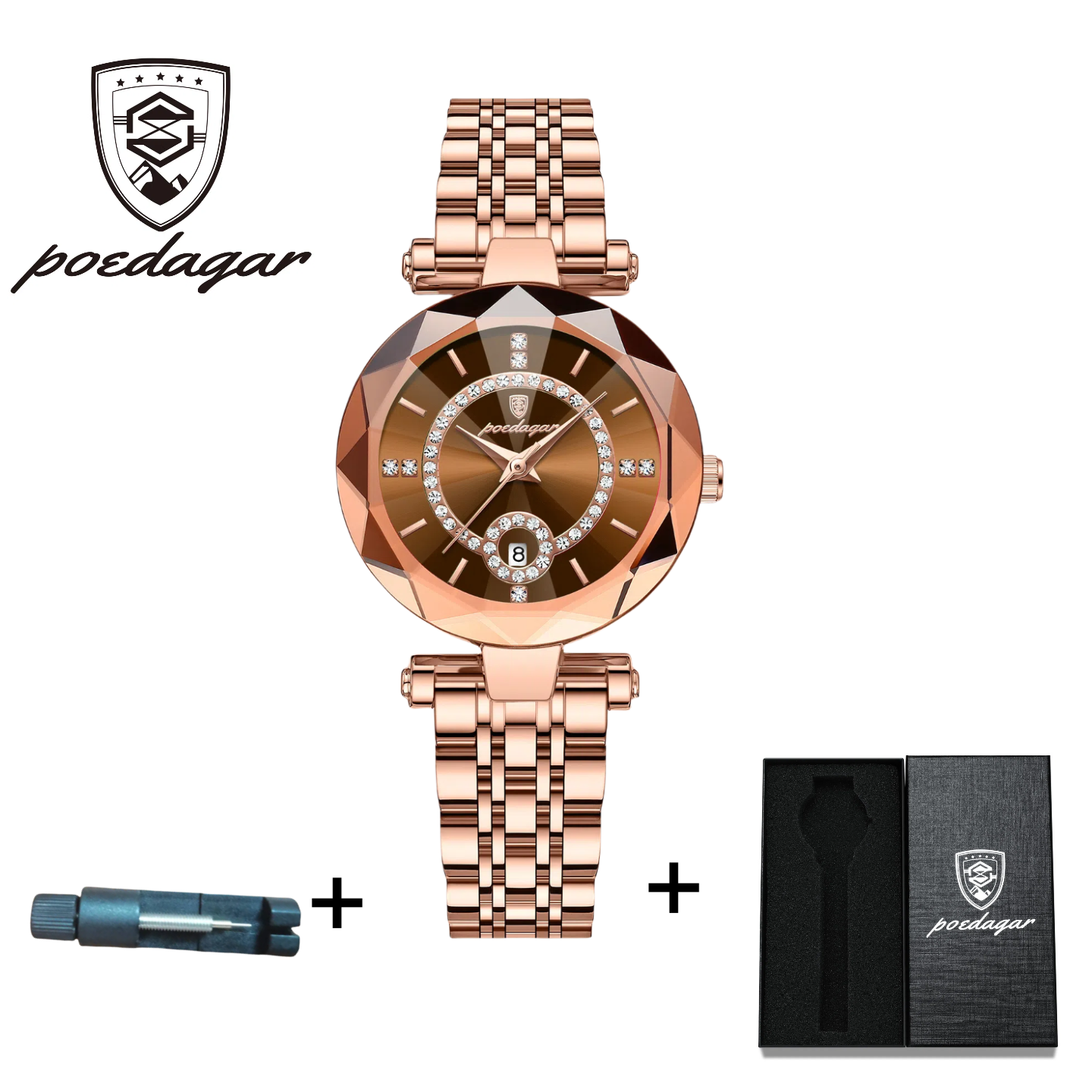 POEDAGAR Official Certified Product 2025 New Girl's/Women’s waterproof  calendar quartz steel strap wristwatch