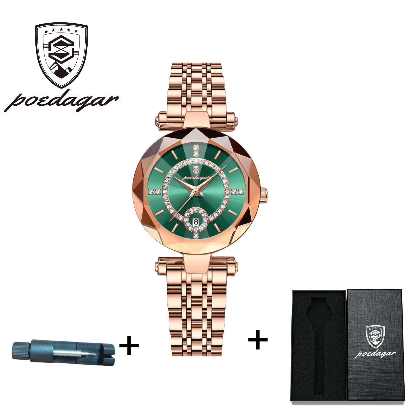 POEDAGAR Official Certified Product 2025 New Girl's/Women’s waterproof  calendar quartz steel strap wristwatch