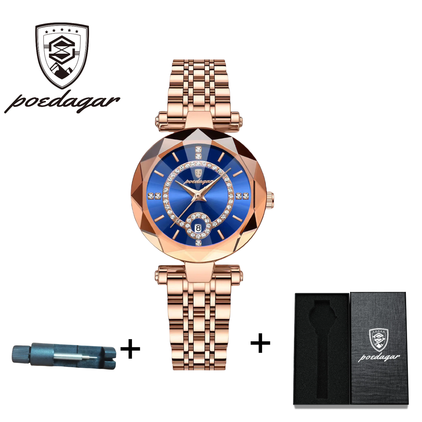 POEDAGAR Official Certified Product 2025 New Girl's/Women’s waterproof  calendar quartz steel strap wristwatch