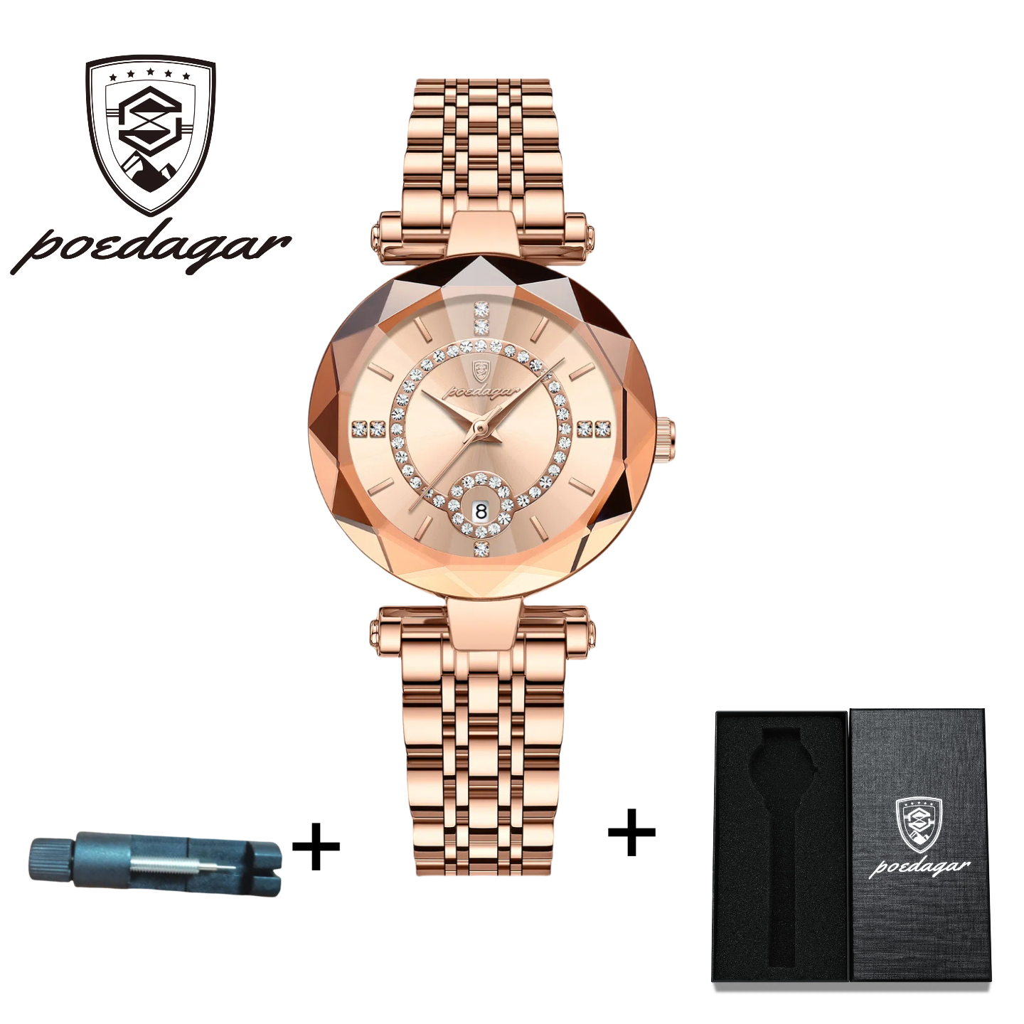 POEDAGAR Official Certified Product 2025 New Girl's/Women’s waterproof  calendar quartz steel strap wristwatch