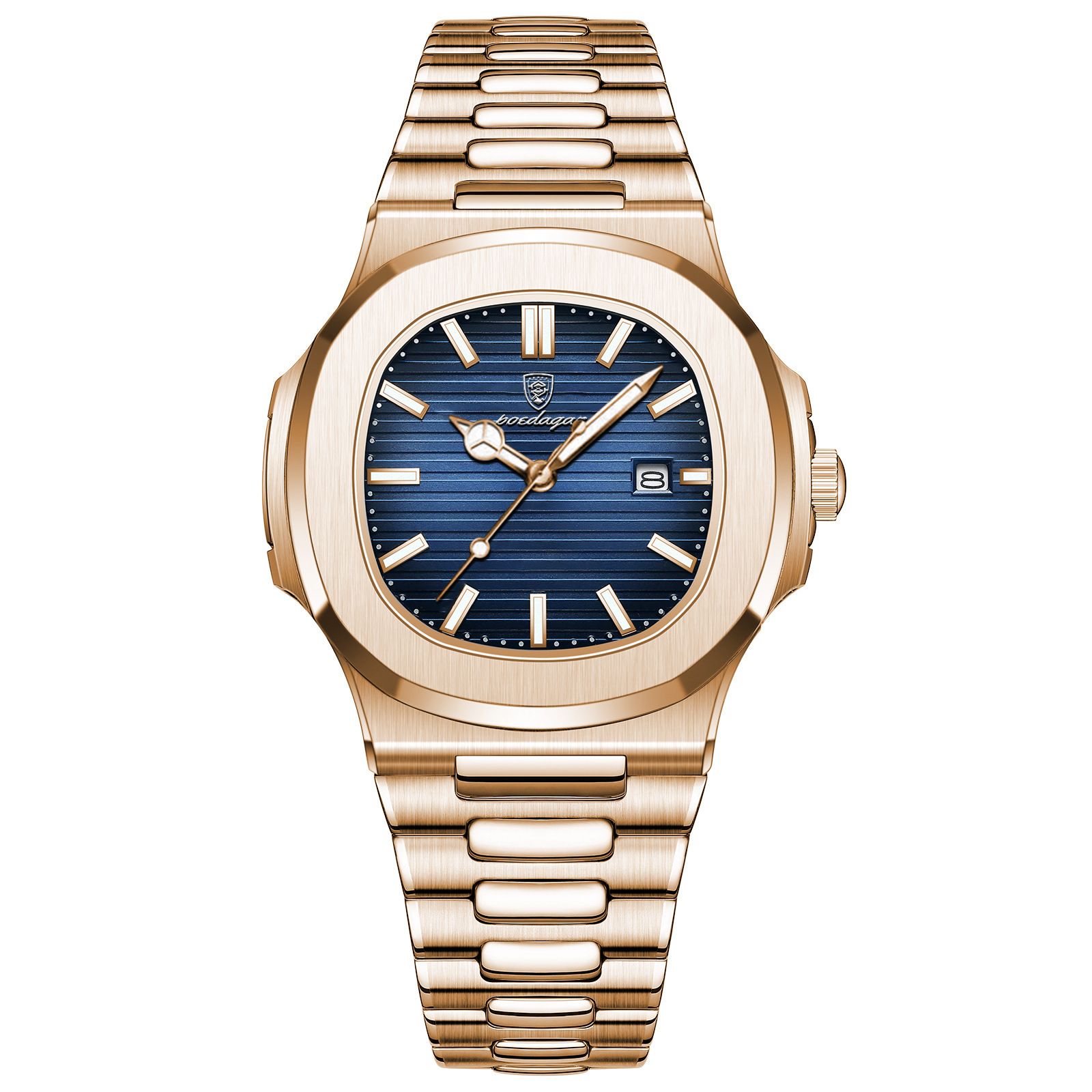 POEDAGAR Official Certified Product 2025 New waterproof  Golden-Rose men's night vision watch calendar quartz watch