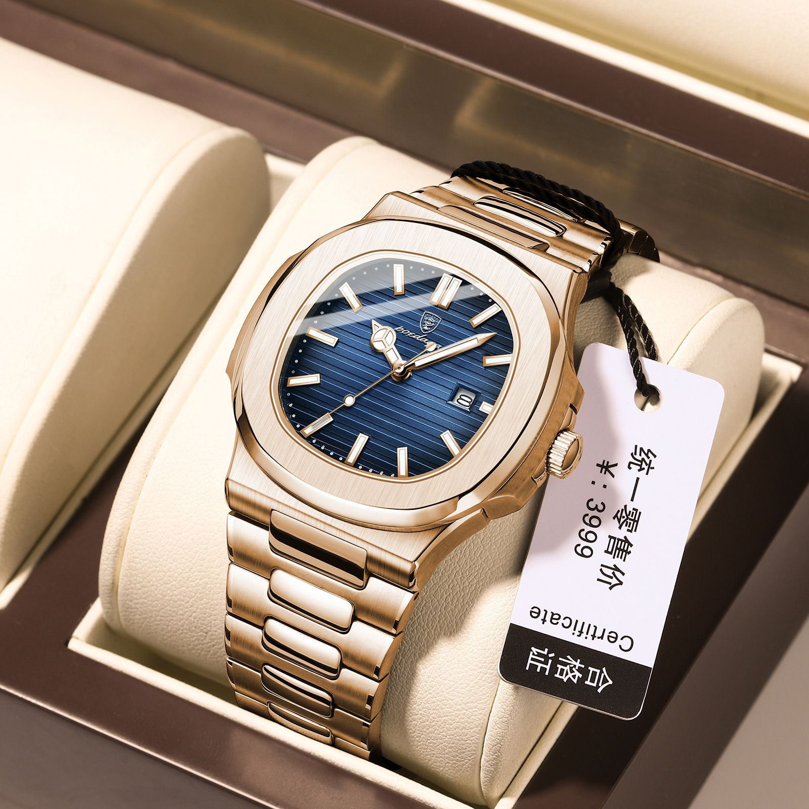 POEDAGAR Official Certified Product 2025 New waterproof  Golden-Rose men's night vision watch calendar quartz watch