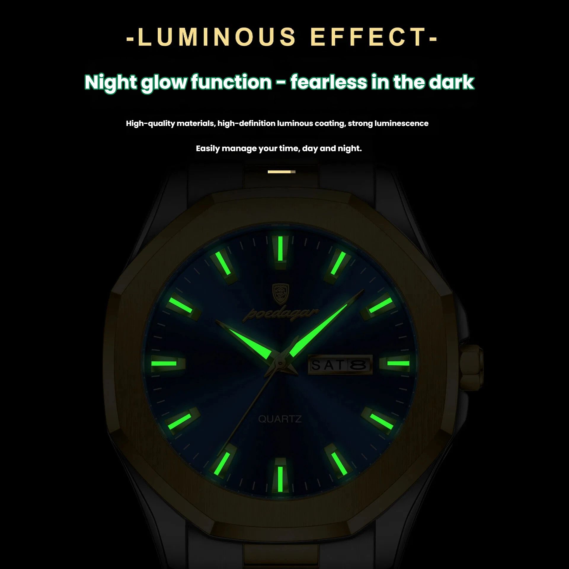 POEDAGAR Official Certified Product 2025 New Men's ultra-thin waterproof luminous calendar luxury fashion quartz wristwatch