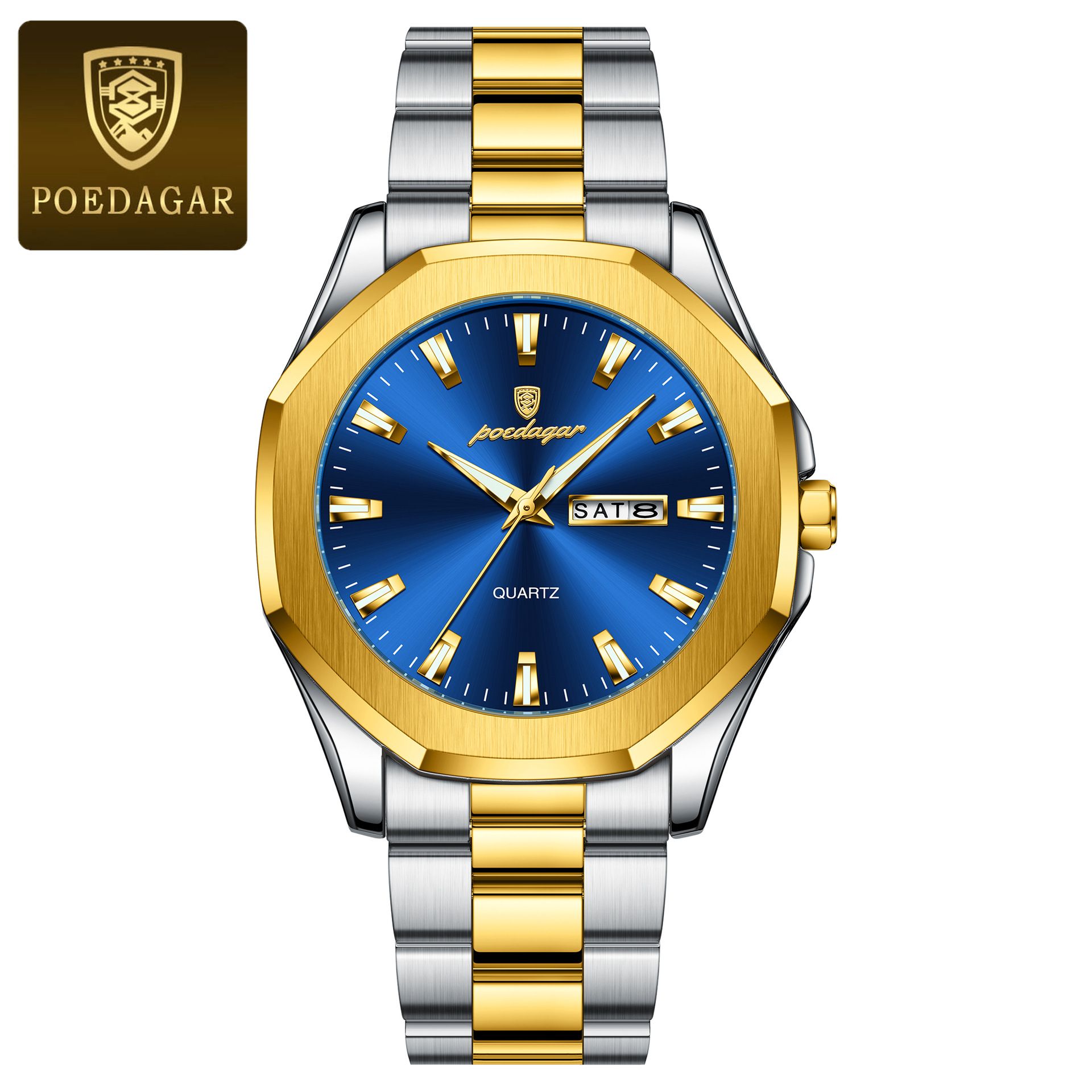 POEDAGAR Official Certified Product 2025 New Men's ultra-thin waterproof luminous calendar luxury fashion quartz wristwatch