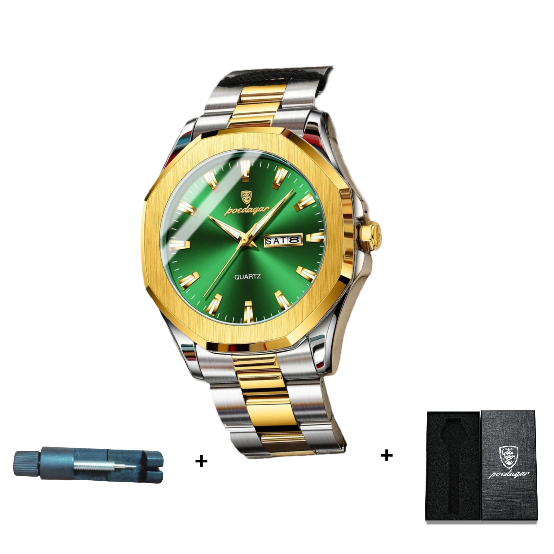 POEDAGAR Official Certified Product 2025 New Men's ultra-thin waterproof luminous calendar luxury fashion quartz wristwatch