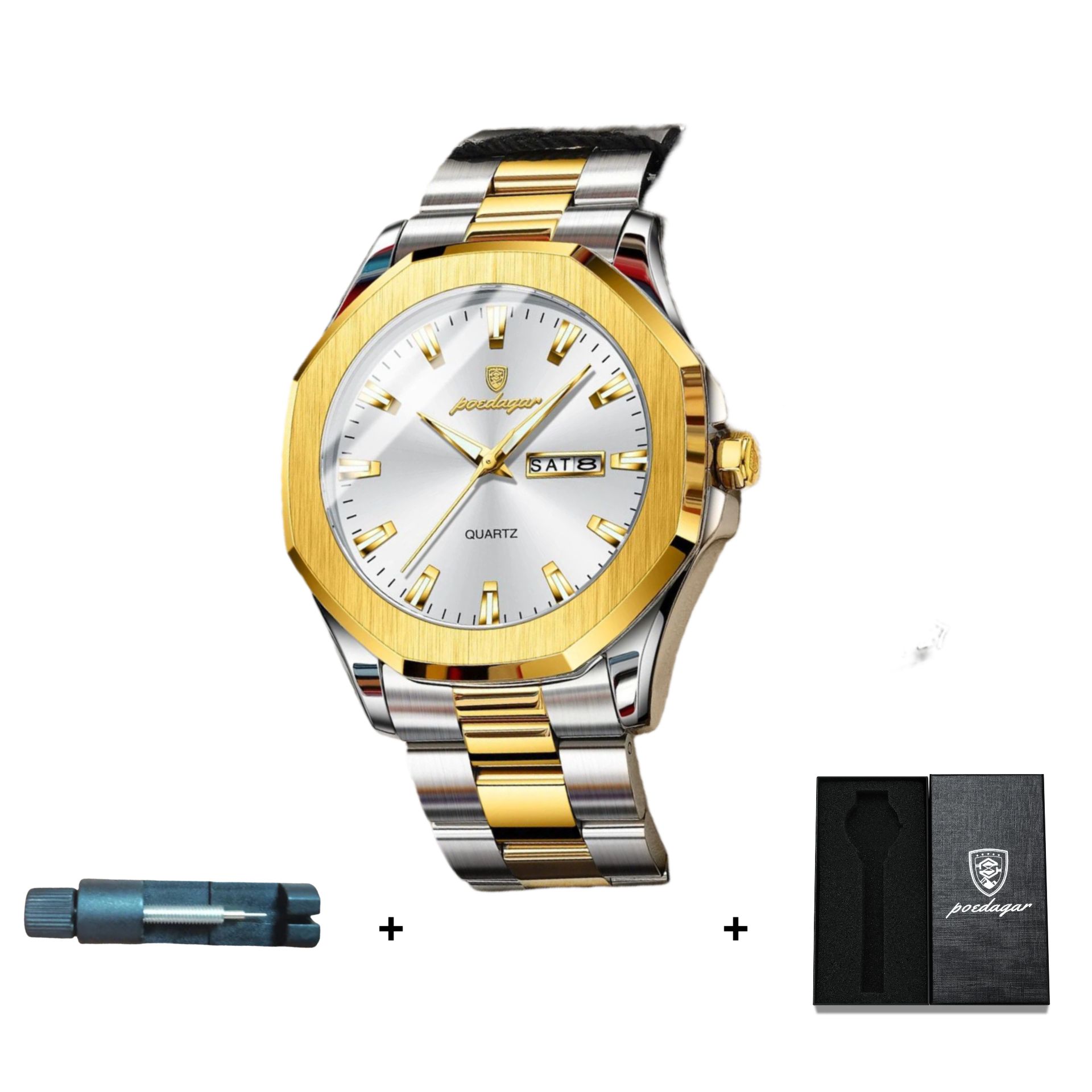 POEDAGAR Official Certified Product 2025 New Men's ultra-thin waterproof luminous calendar luxury fashion quartz wristwatch