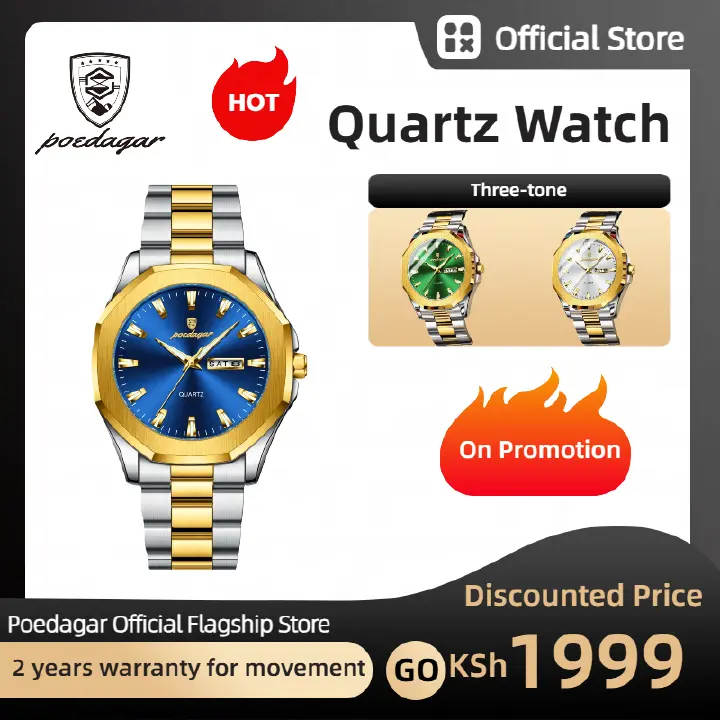 POEDAGAR Official Certified Product 2025 New Men's ultra-thin waterproof luminous calendar luxury fashion quartz wristwatch