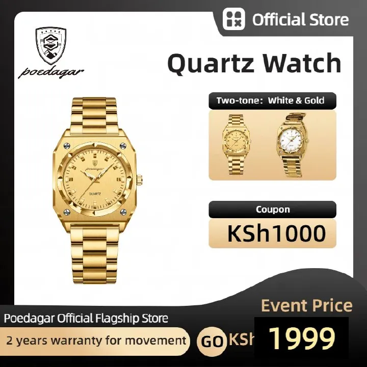 POEDAGAR Official Certified Product 2025 New Girl's/Women’s waterproof  lumious quartz steel strap wristwatch