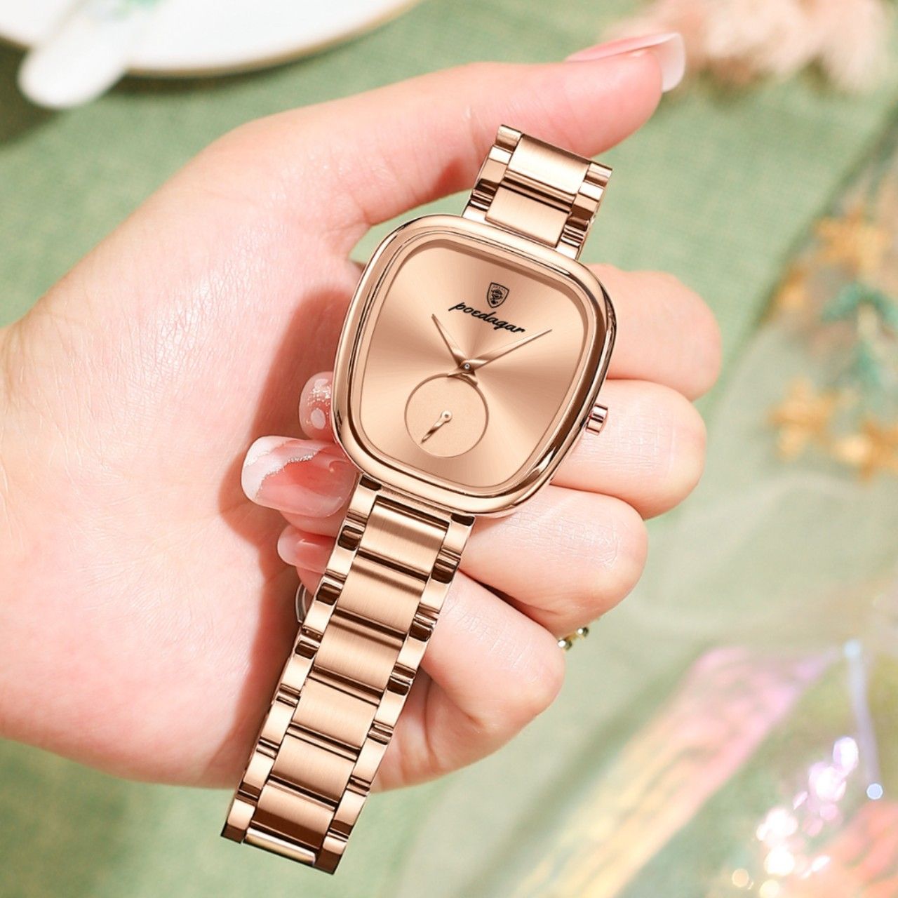 POEDAGAR Official Certified Product 2025 New Girl's/Women’s waterproof quartz steel strap wristwatch
