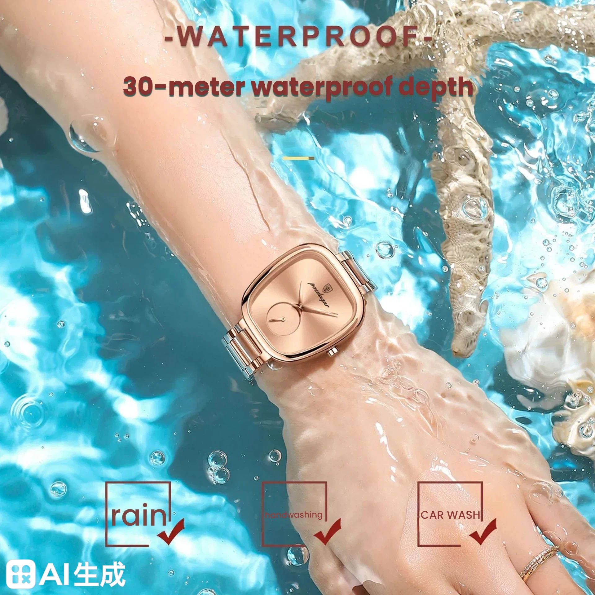 POEDAGAR Official Certified Product 2025 New Girl's/Women’s waterproof quartz steel strap wristwatch