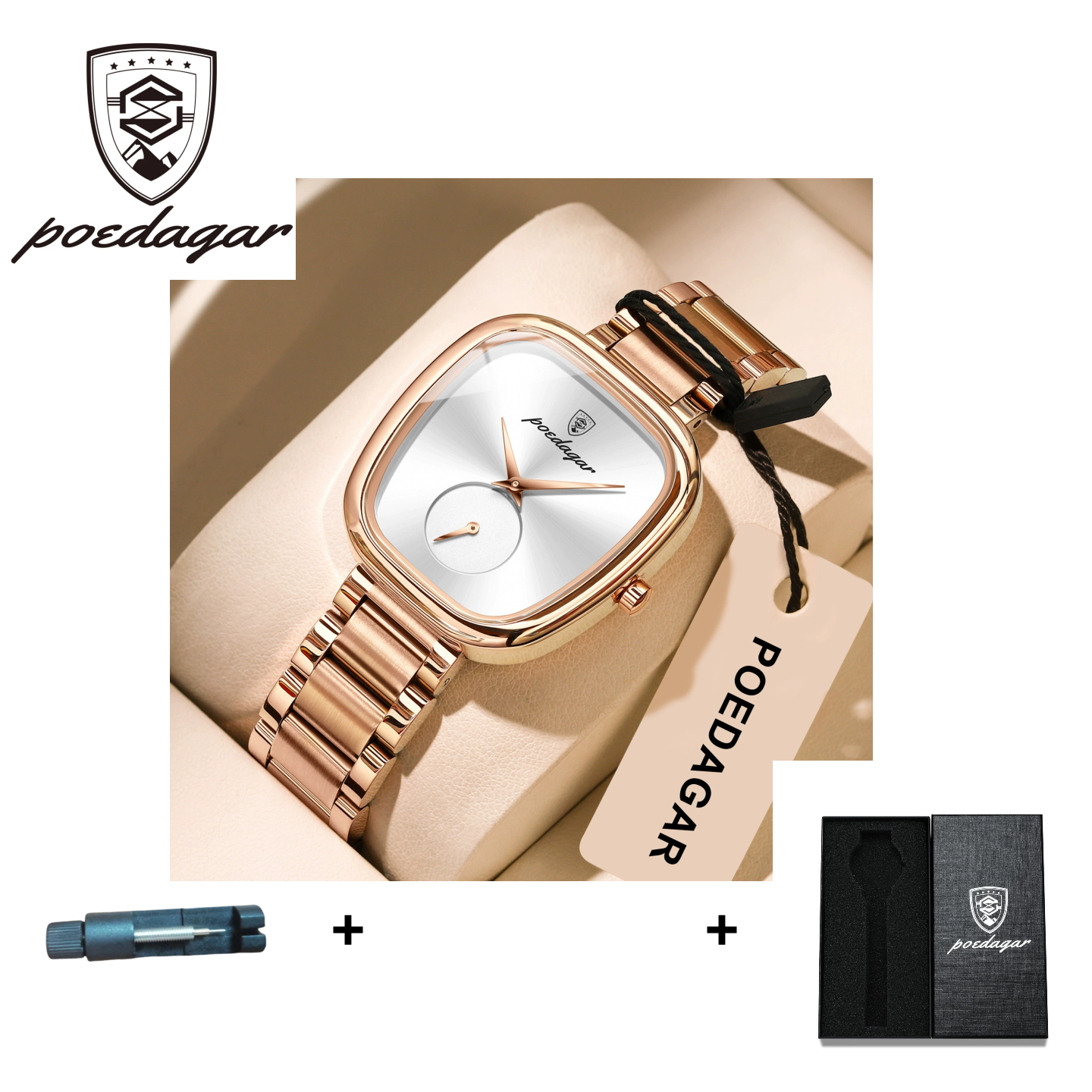 POEDAGAR Official Certified Product 2025 New Girl's/Women’s waterproof quartz steel strap wristwatch