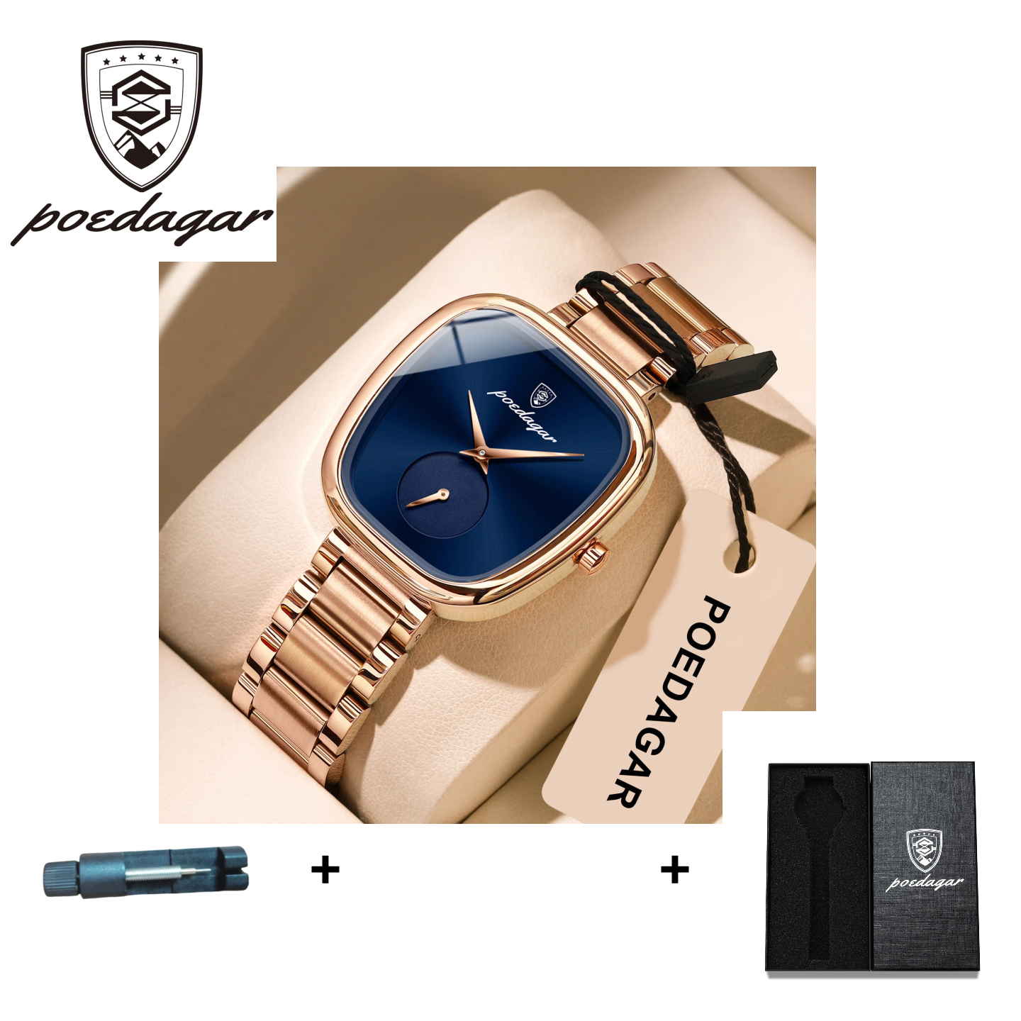 POEDAGAR Official Certified Product 2025 New Girl's/Women’s waterproof quartz steel strap wristwatch