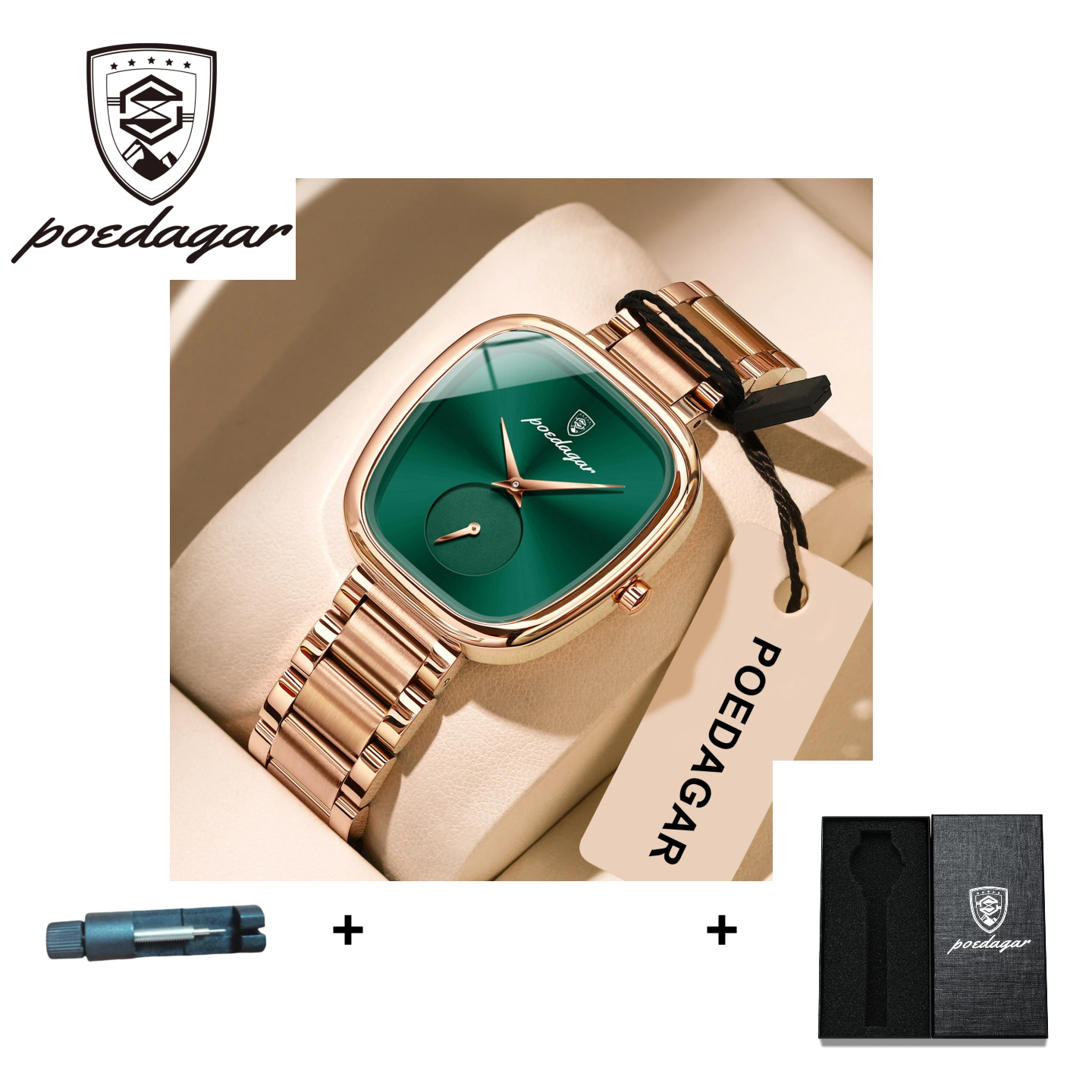 POEDAGAR Official Certified Product 2025 New Girl's/Women’s waterproof quartz steel strap wristwatch