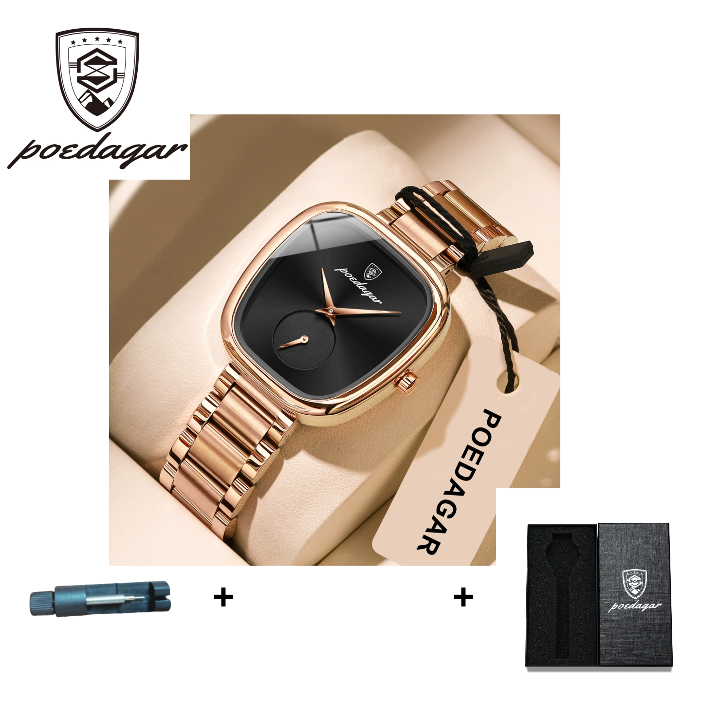 POEDAGAR Official Certified Product 2025 New Girl's/Women’s waterproof quartz steel strap wristwatch