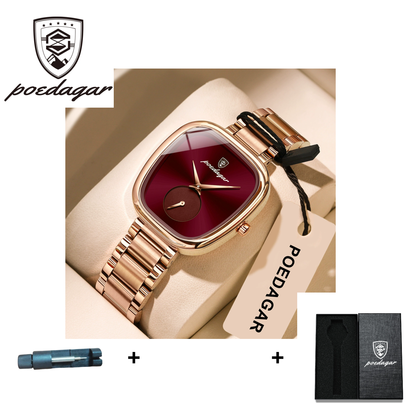 POEDAGAR Official Certified Product 2025 New Girl's/Women’s waterproof quartz steel strap wristwatch
