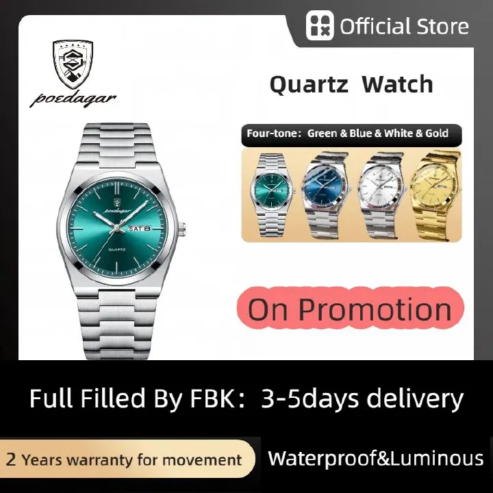 POEDAGAR Official Certified Product 2025 New ultra-thin men's watch with water resistance and luminous quartz wristwatch