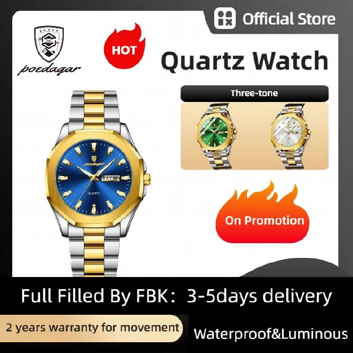 POEDAGAR Official Certified Product 2025 New Men's ultra-thin waterproof luminous calendar luxury fashion quartz wristwatch