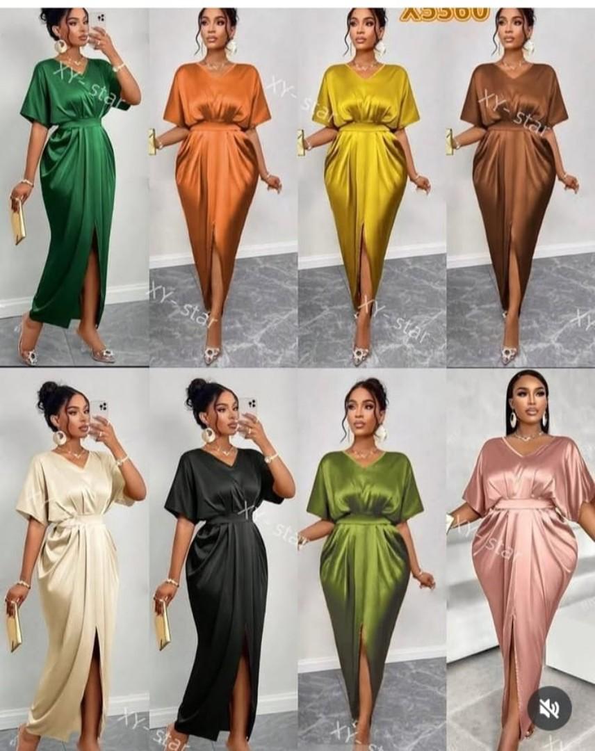 Elegant Satin Midi Dress with Belt – Luxe Evening Gown for Women in 9 Stunning Colors – Perfect for Parties, Weddings, Cocktails, and Special Occasions – Limited Time Offer!