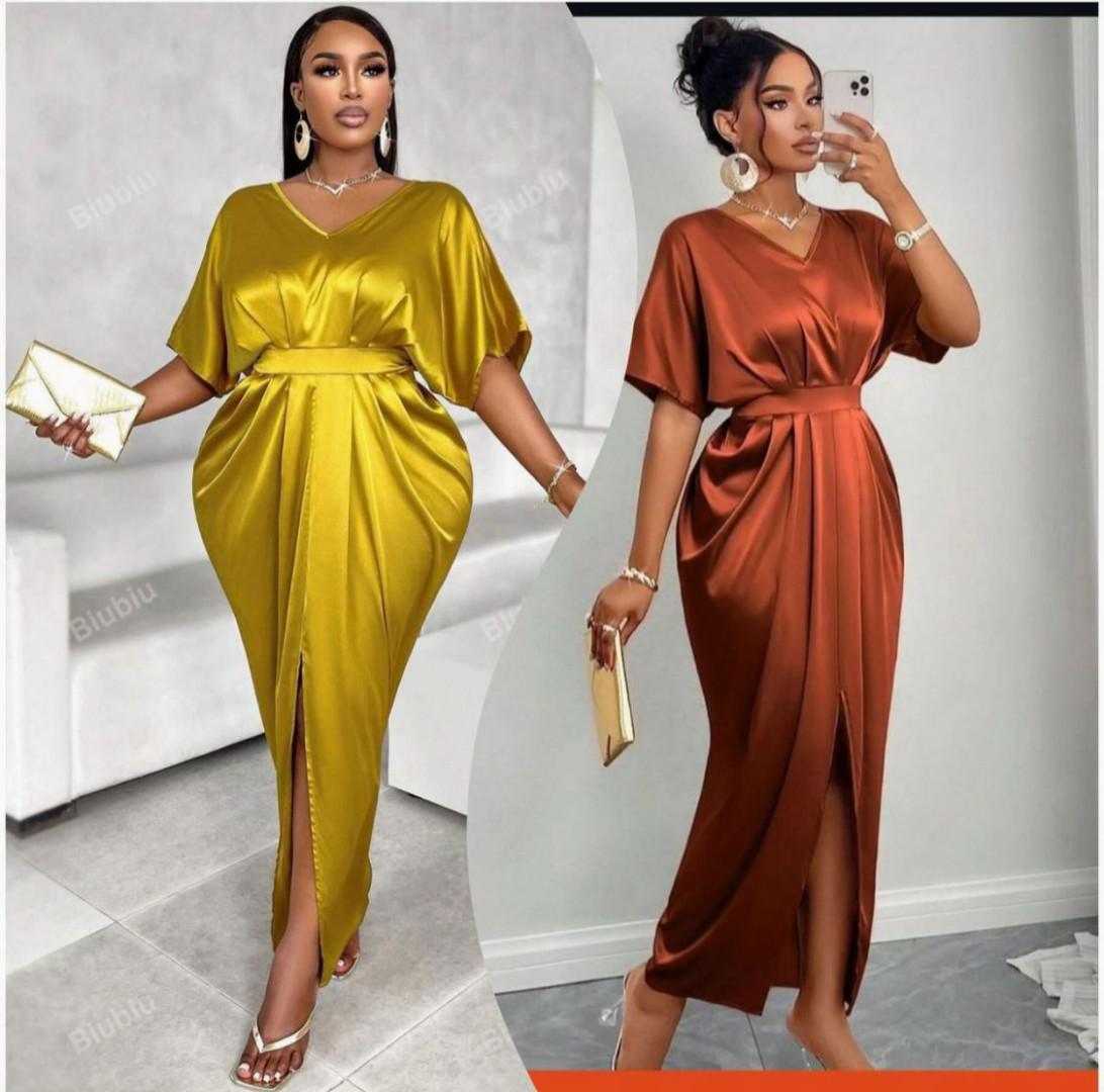 Elegant Satin Midi Dress with Belt – Luxe Evening Gown for Women in 9 Stunning Colors – Perfect for Parties, Weddings, Cocktails, and Special Occasions – Limited Time Offer!