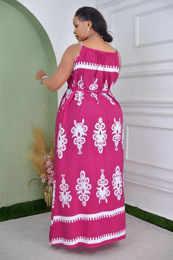 💃 Elegant Black & White Ethnic Maxi Dress for Women – Sleeveless Round Neck Long Gown with Intricate Tribal Prints, Belted Waist & Chain-Strap Detail – Perfect for Parties, Vacations & Special Events