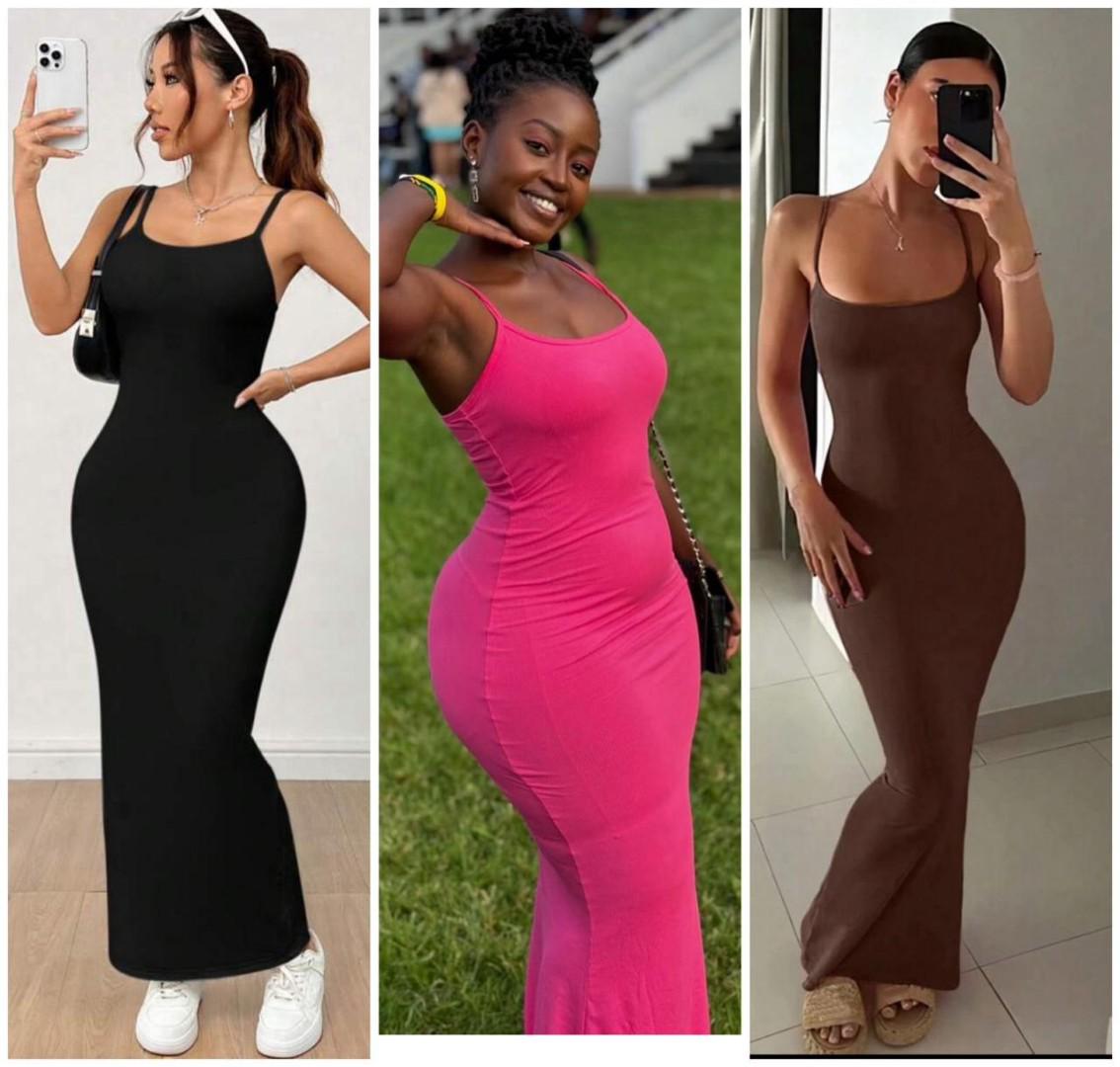 Elegant Women’s Sleeveless Bodycon Maxi Dress – Sexy Square Neck Spaghetti Strap Stretchy Slim Fit Long Dress – Versatile, Chic & Comfortable Outfit for Casual, Evening, Party, Club or Date Wear