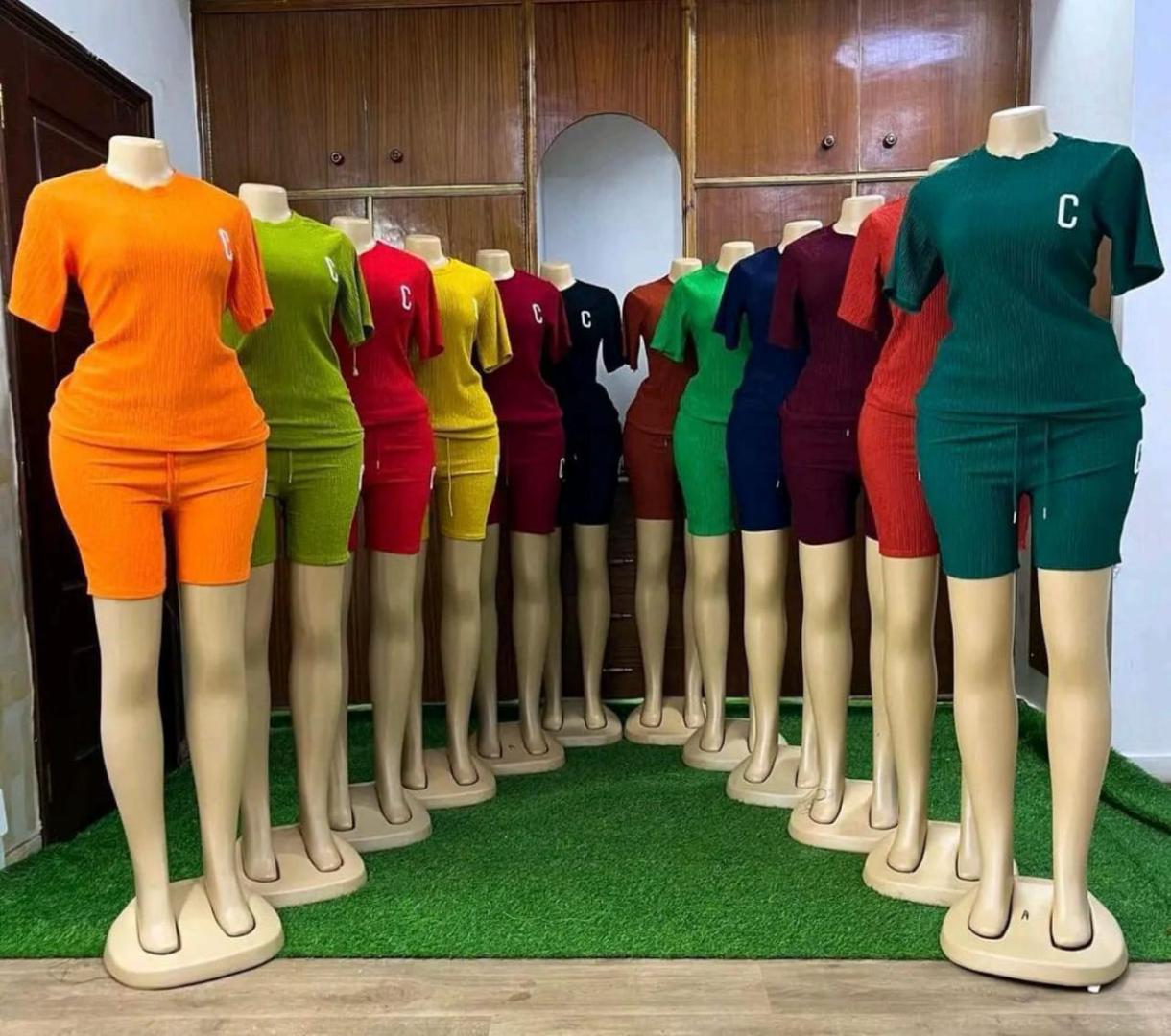 Trendy Women’s 2-Piece Ribbed Short Sleeve Top and Biker Shorts Set – Casual Matching Outfit in Multiple Vibrant Colors – Comfortable, Stretchy, Stylish and Perfect for Summer, Sports, Travel, Lounge