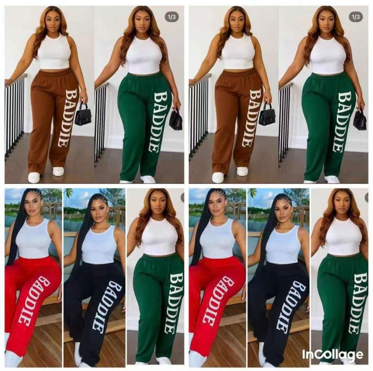 Women’s High Waist Baddie Jogger Pants, Casual Letter Print Sweatpants with Elastic Waist and Relaxed Fit