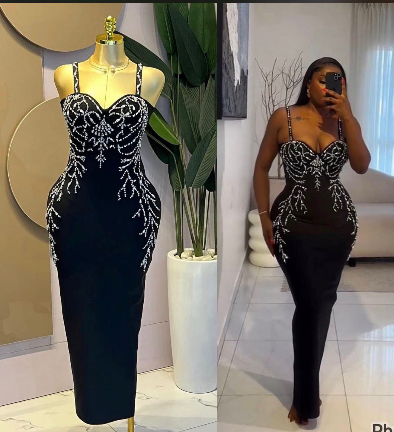 Elegant Rhinestone Bodycon Midi Dress for Women – Sleeveless Spaghetti Strap Fitted Evening Dress with Sparkling Crystal Detail, Stretch Fabric, Curve-Hugging Silhouette, Perfect for Party, Cocktail,