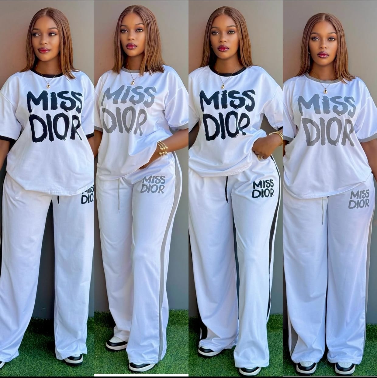 Stylish Women’s Two-Piece Casual Set Featuring Printed Short Sleeve T-Shirt and Matching High-Waist Wide-Leg Pants, Soft Breathable Fabric, Relaxed Fit Design, Perfect for Daily Wear, Travel