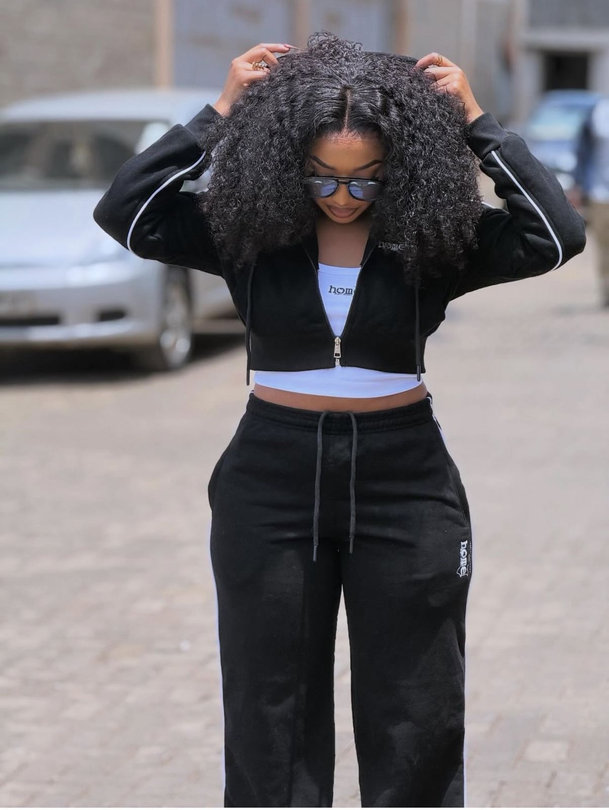 Women’s Trendy Two Piece Tracksuit Set Cropped Zip Up Hoodie and High Waist Wide Leg Pants Sporty Casual Outfit Comfortable Streetwear Matching Set for Gym Travel Daily Wear Stylish Activewear