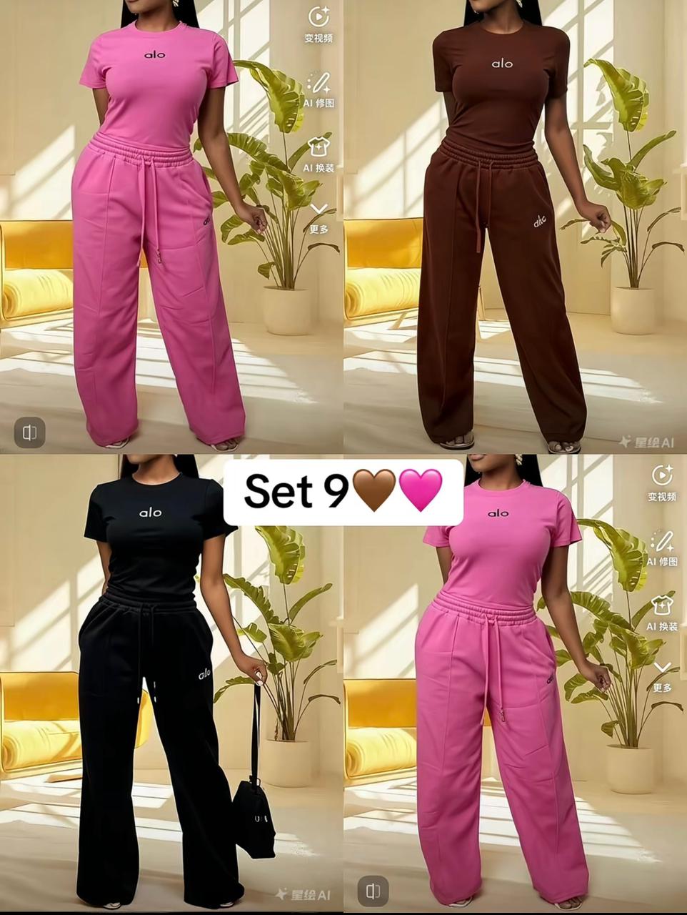 Alo Luxe Everyday Comfort Two Piece Set – Stylish Crop Top and Relaxed Fit Drawstring Sweatpants Outfit for Women, Soft Breathable Fabric, Casual Chic Loungewear Perfect for Travel, Gym, Streetwear an