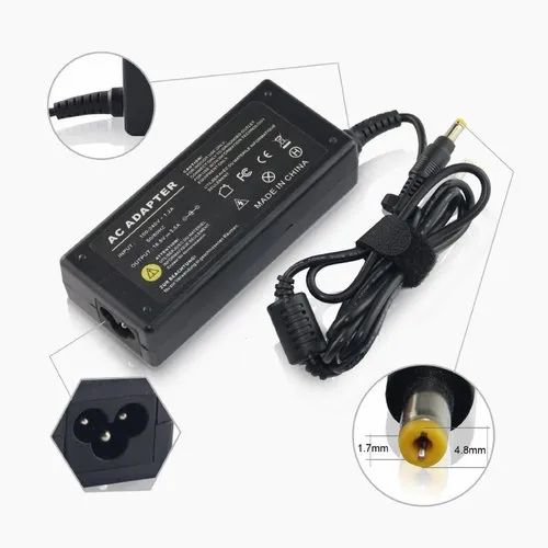HP LAPTOP CHARGER/ADAPTER 18.5V,3.5A Yellow Pin - Black. With Free Power Cable For Hp laptops. HP Elitebook 810 820 840 850 e.t.c. Laptops.