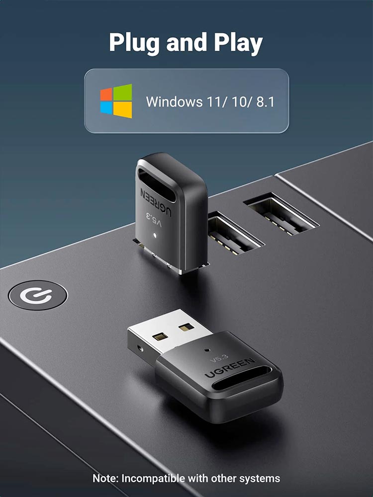 USB Bluetooth Adapter 5.0 – Wireless Dongle for PC, Laptop, Desktop – Supports Windows 7/8/10/11 – Connects Headphones, Speakers, Keyboards, Mice & More – Compact, Plug & Play Design