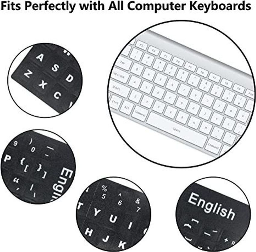 High-Quality English Keyboard Stickers – Waterproof, Durable, Self-Adhesive Key Labels for Laptop, Desktop, PC – Easy to Apply, Clear Fonts, Compatible with All Keyboards and Devices