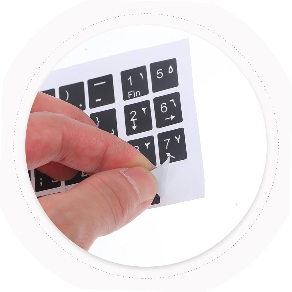 Premium Arabic Keyboard Stickers – Self-Adhesive, Waterproof, Durable Key Labels for Laptop, Desktop, PC – Clear Arabic Fonts, Easy to Apply, Compatible with All Keyboard Models and Devices